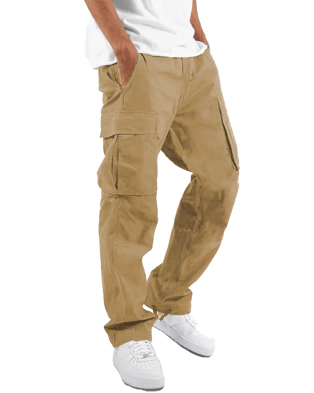 LYRXXX Men's Casual Cargo Pants Hiking Pants Workout Joggers Sweatpants for Men